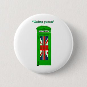 Badge Rond 5 Cm Boîte téléphonique londonienne "Go green"