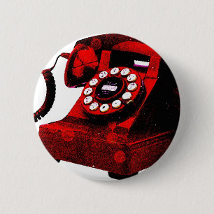 Badge Rond 5 Cm Boîte téléphonique Pop Art Old Desk