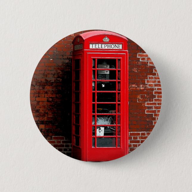 Badge Rond 5 Cm Boîte téléphonique rouge Londres Angleterre Royaum (Devant)