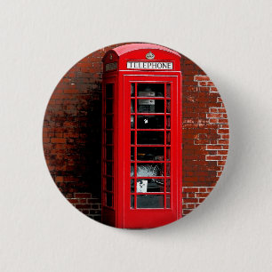 Badge Rond 5 Cm Boîte téléphonique rouge Londres Angleterre Royaum