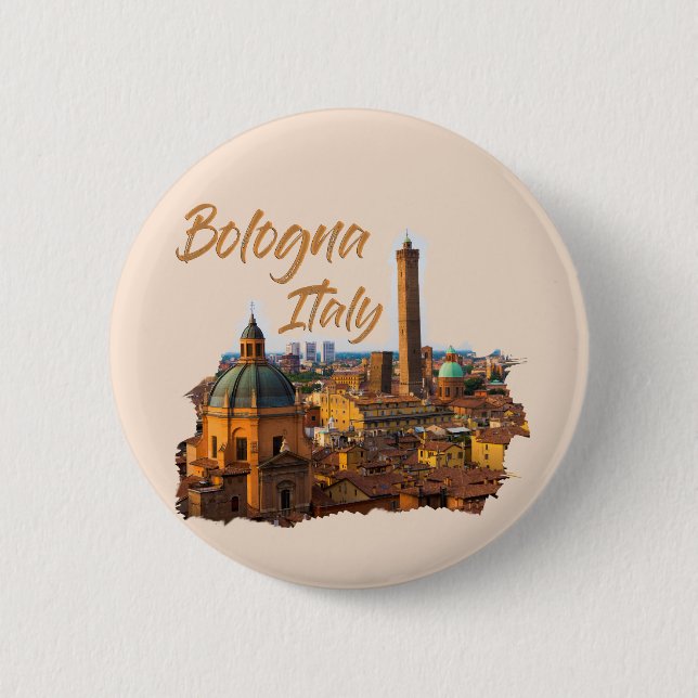 Badge Rond 5 Cm Bologne Italie : Centre historique (Devant)