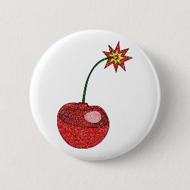 Badge Rond 5 Cm Bombe cerise parties scintillant