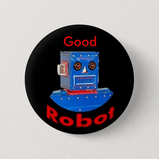 Badge Rond 5 Cm Bon bleu de robot (Devant)