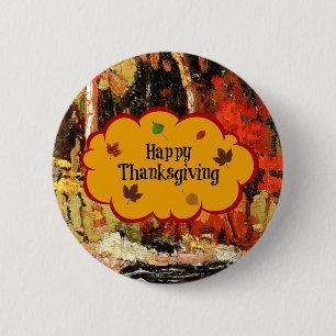 Badge Rond 5 Cm Bon thanksgiving, Couleurs d'automne