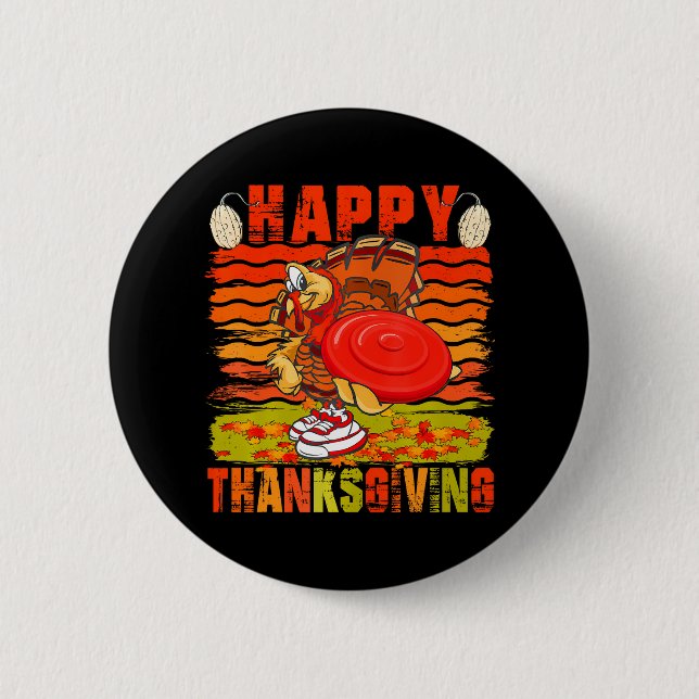 Badge Rond 5 Cm Bon thanksgiving Turquie Jouer Disque Golf (Devant)