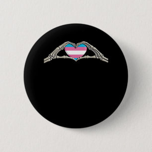 Badge Rond 5 Cm Bone Hands Coeur Transgenre Goth