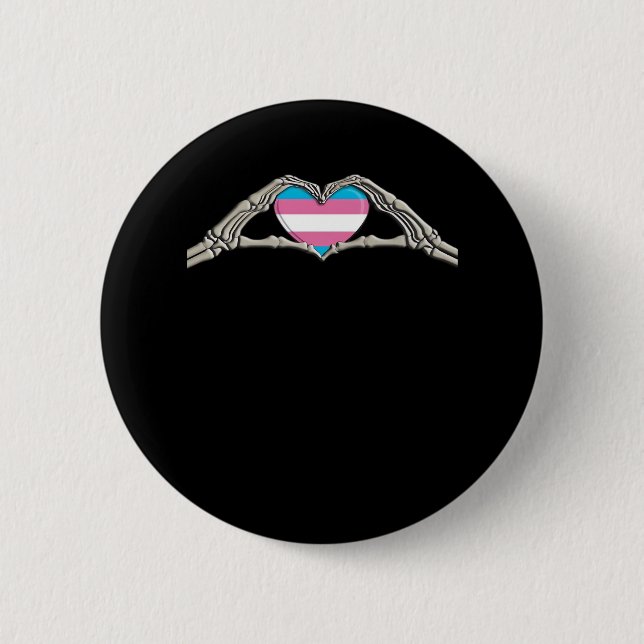 Badge Rond 5 Cm Bone Hands Coeur Transgenre Goth (Devant)