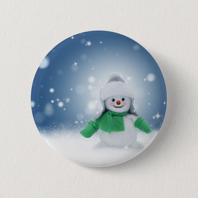 Badge Rond 5 Cm Bonhomme de neige (Devant)