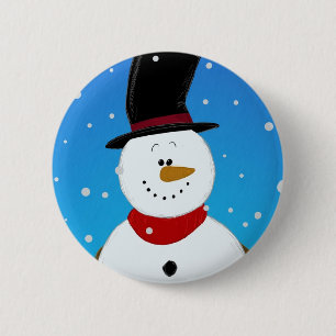 Badge Rond 5 Cm Bonhomme de neige - bleu