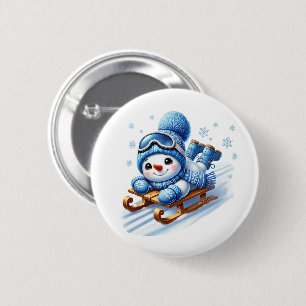 Badge Rond 5 Cm Bonhomme de neige de Noël