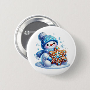 Badge Rond 5 Cm Bonhomme de neige de Noël