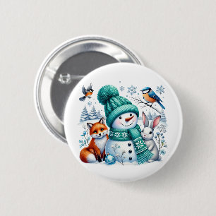 Badge Rond 5 Cm Bonhomme de neige de Noël