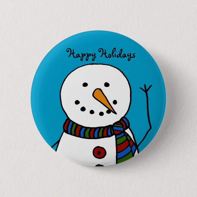 Badge Rond 5 Cm bonhomme de neige de ondulation (Devant)