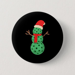 Badge Rond 5 Cm Bonhomme de neige Pickleball - Noël Pickleball drô