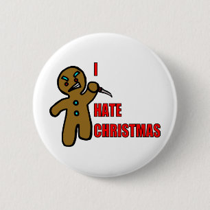 Badge Rond 5 Cm Bonhomme en pain d'épice mauvais
