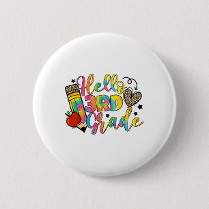 Badge Rond 5 Cm Bonjour 3e année Ck à l'école Enseignant de troisi