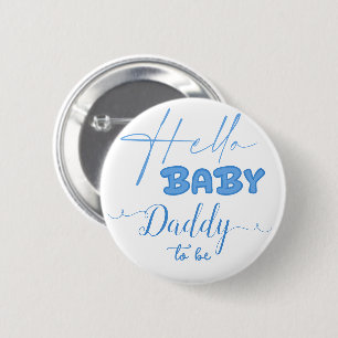 Badge Rond 5 Cm Bonjour Bébé Élégant Bleu Océan Futur Papa