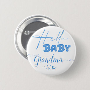 Badge Rond 5 Cm Bonjour Bébé Élégant Bleu Océan Future Grand-mère