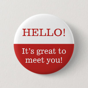Badge Rond 5 Cm "BONJOUR !" "C’est génial de vous rencontrer !" Ba