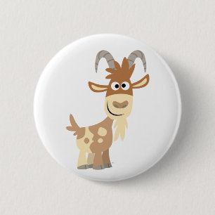 Badge Rond 5 Cm Bonjour ! Chèvre caricaturale mignonne