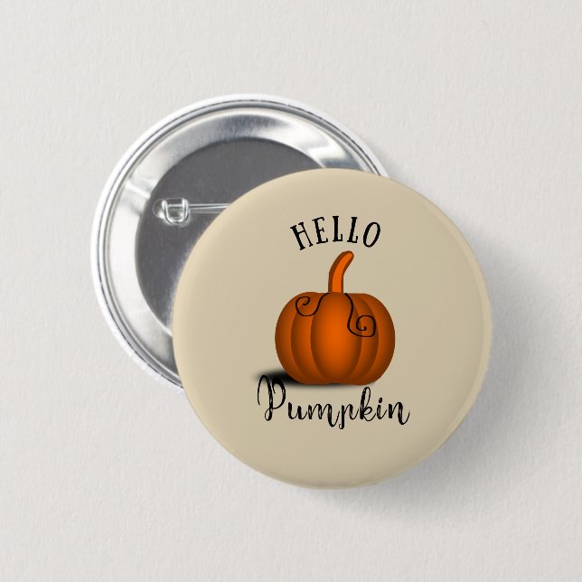 Badge Rond 5 Cm Bonjour citrouille aquarelle drôle automne (Devant & derrière)