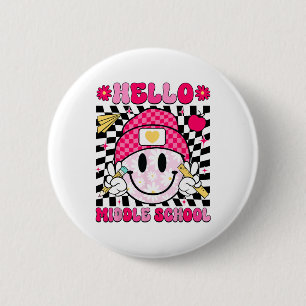 Badge Rond 5 Cm Bonjour Collège Visage Souriant Enseignant Enfant