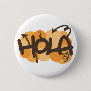 Badge Rond 5 Cm Bonjour dans l'Espagnol