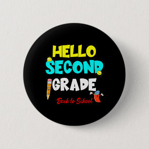 Badge Rond 5 Cm Bonjour deuxième année de retour à l'école premier