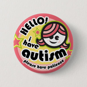 Badge Rond 5 Cm "Bonjour ! J'ai l'autisme" bouton (fille2)