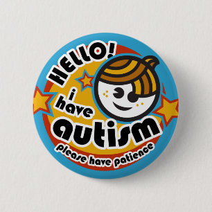 Badge Rond 5 Cm "Bonjour ! J'ai l'autisme" bouton (garçon2)
