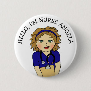 Badge Rond 5 Cm Bonjour, Je suis Infirmière Ajouter Nom