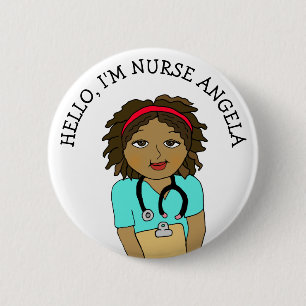 Badge Rond 5 Cm Bonjour, Je suis Infirmière Ajouter Nom