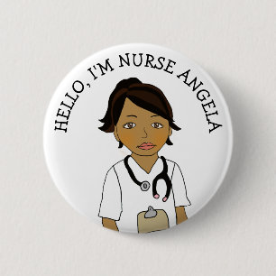 Badge Rond 5 Cm Bonjour, Je suis Infirmière Ajouter Nom