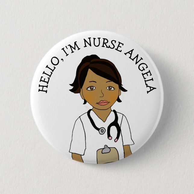 Badge Rond 5 Cm Bonjour, Je suis Infirmière Ajouter Nom (Devant)