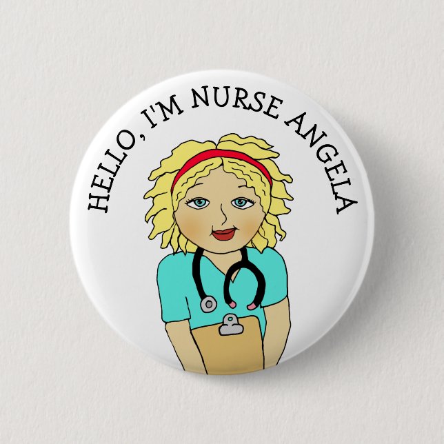 Badge Rond 5 Cm Bonjour, Je suis Infirmière Ajouter Nom (Devant)
