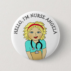Badge Rond 5 Cm Bonjour, Je suis Infirmière Ajouter Nom