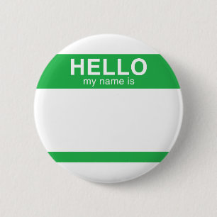 Badge Rond 5 Cm Bonjour mon nom est - vert