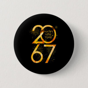 Badge Rond 5 Cm Bonne année 2067 Drôle 67 Six Sept Mème Nouvel An