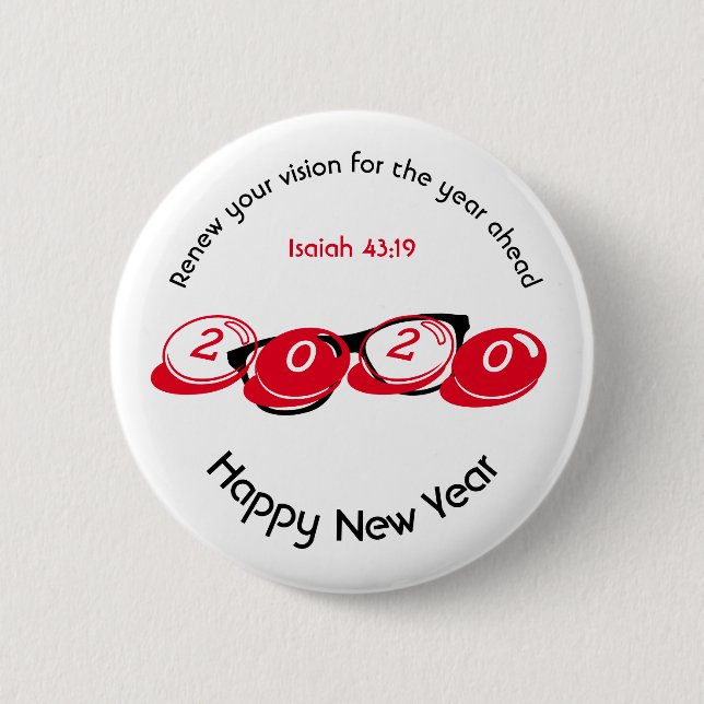 Badge Rond 5 Cm Bonne année RENOUVELLE VISION 2020 Élégante (Devant)