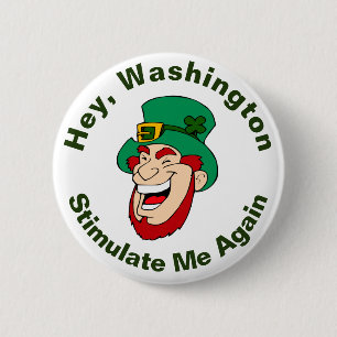 Badge Rond 5 Cm Bonne Leprechaun Stimulus Bill