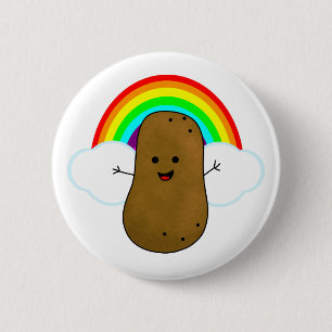 Badge Rond 5 Cm Bonne Pomme De Terre Et Arc En Ciel