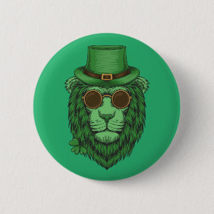 Badge Rond 5 Cm Bonne Saint Patrick's Day   Lion Leprechaun