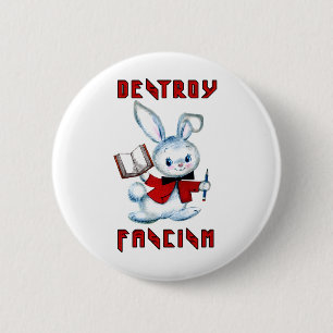 Badge Rond 5 Cm Bonnet rétro mignon - Détruire le fascisme
