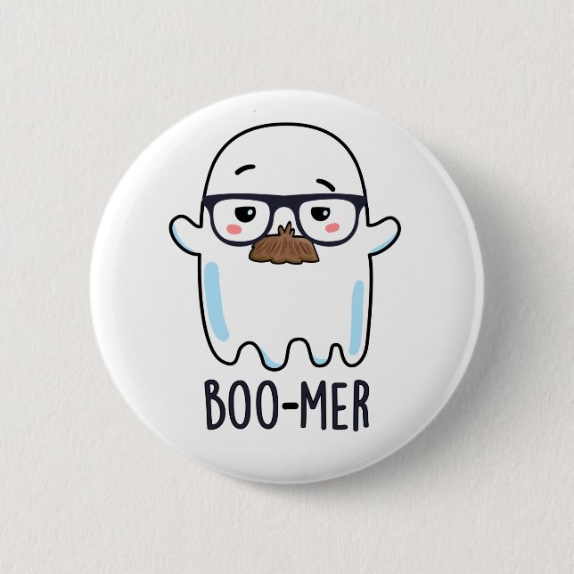 Badge Rond 5 Cm Boo-mer Funny Moyenne Age Ghost Pun (Devant)