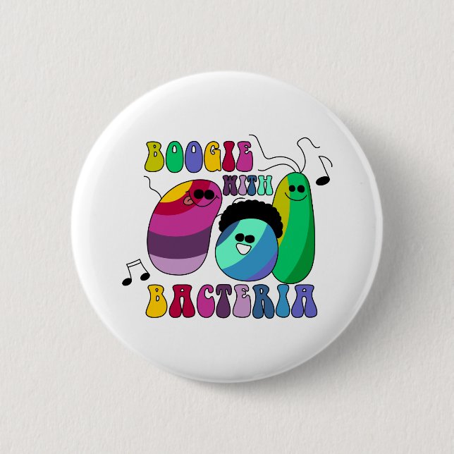 Badge Rond 5 Cm Boogie avec des bactéries (Devant)