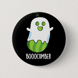 Badge Rond 5 Cm Booocumber Funny Ghost Cucumber Pun Dark BG