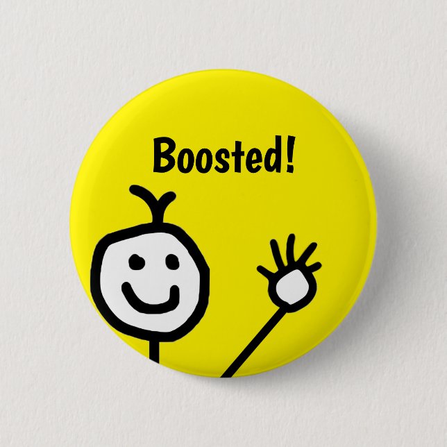 Badge Rond 5 Cm Booster Vacciné Cute Happy Face (Devant)