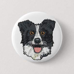 Badge Rond 5 Cm Bordure Collie