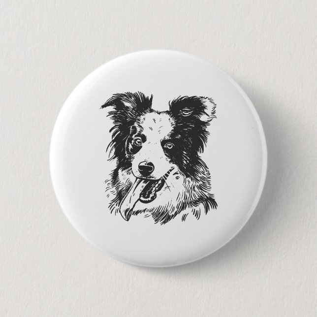Badge Rond 5 Cm Bordure Collie Chien - Aussie Lover (Devant)