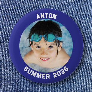 Badge Rond 5 Cm Bordure profonde bleue pour photo de sport